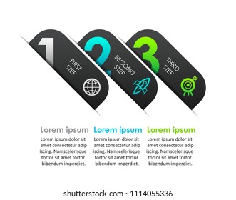 Vector Infographic label design with icons and 3 options or steps. Infographics for business concept. Can be used for presentations banner, workflow layout, process diagram, flow chart, info graph