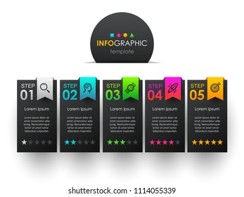 Vector Infographic label design with icons and 5 options or steps. Infographics for business concept. Can be used for presentations banner, workflow layout, process diagram, flow chart, info graph