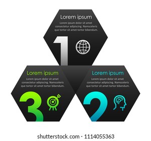 Vector Infographic label design with icons and 3 options or steps. Infographics for business concept. Can be used for presentations banner, workflow layout, process diagram, flow chart, info graph
