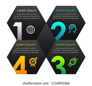 Vector Infographic label design with icons and 4 options or steps. Infographics for business concept. Can be used for presentations banner, workflow layout, process diagram, flow chart, info graph
