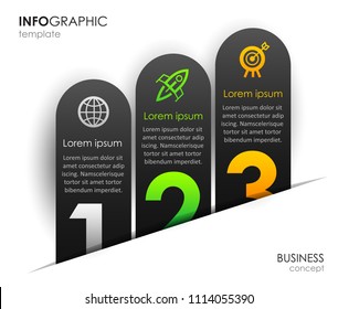 Vector Infographic label design with icons and 3 options or steps. Infographics for business concept. Can be used for presentations banner, workflow layout, process diagram, flow chart, info graph