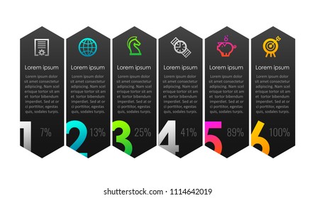 Vector Infographic label design with icons and 6 options or steps. Infographics for business concept. Can be used for presentations banner, workflow layout, process diagram, flow chart, info graph