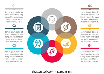 Vector Infographic label design with icons and 6 options or steps. Infographics for business concept. Can be used for presentations banner, workflow layout, process diagram, flow chart, info graph