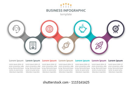 Vector Infographic label design with icons and 7 options or steps. Infographics for business concept. Can be used for presentations banner, workflow layout, process diagram, flow chart, info graph