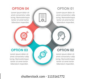 Vector Infographic label design with icons and 4 options or steps. Infographics for business concept. Can be used for presentations banner, workflow layout, process diagram, flow chart, info graph