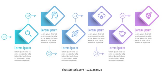 Vector Infographic label design with icons and 6 options or steps. Infographics for business concept. Can be used for presentations banner, workflow layout, process diagram, flow chart, info graph