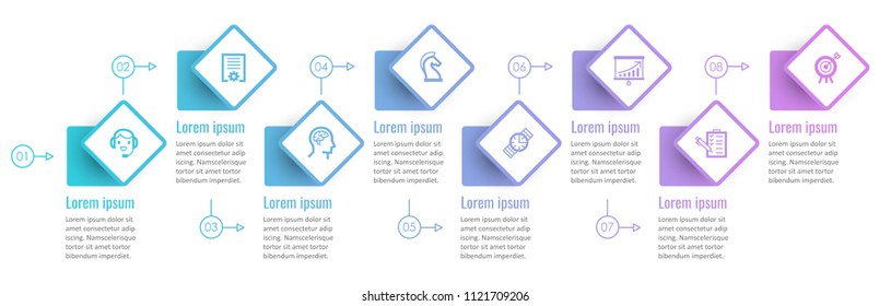 Vector Infographic label design with icons and 8 options or steps. Infographics for business concept. Can be used for presentations banner, workflow layout, process diagram, flow chart, info graph