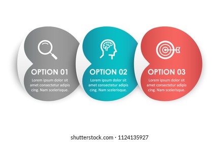 Vector Infographic label design with icons and 3 options or steps. Infographics for business concept. Can be used for presentations banner, workflow layout, process diagram, flow chart, info graph