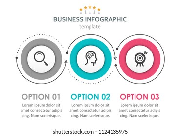 Vector Infographic label design with icons and 3 options or steps. Infographics for business concept. Can be used for presentations banner, workflow layout, process diagram, flow chart, info graph