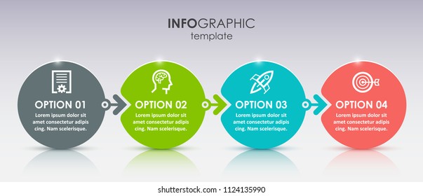 Vector Infographic label design with icons and 4 options or steps. Infographics for business concept. Can be used for presentations banner, workflow layout, process diagram, flow chart, info graph