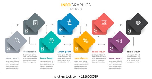 Vector Infographic label design with icons and 8 options or steps. Infographics for business concept. Can be used for presentations banner, workflow layout, process diagram, flow chart, info graph