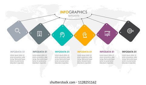 Vector Infographic label design with icons and 6 options or steps. Infographics for business concept. Can be used for presentations banner, workflow layout, process diagram, flow chart, info graph