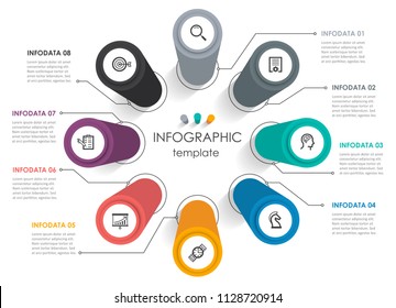 Vector Infographic label design with icons and 8 options or steps. Infographics for business concept. Can be used for presentations banner, workflow layout, process diagram, flow chart, info graph
