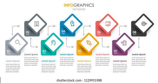 Vector Infographic label design with icons and 8 options or steps. Infographics for business concept. Can be used for presentations banner, workflow layout, process diagram, flow chart, info graph