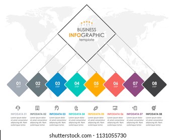 Vector Infographic label design with icons and 8 options or steps. Infographics for business concept. Can be used for presentations banner, workflow layout, process diagram, flow chart, info graph Vector Infographic label design with icons and 8 options or steps. Infographics for business concept. Can be used for presentations banner, workflow layout, process diagram, flow chart, info graph