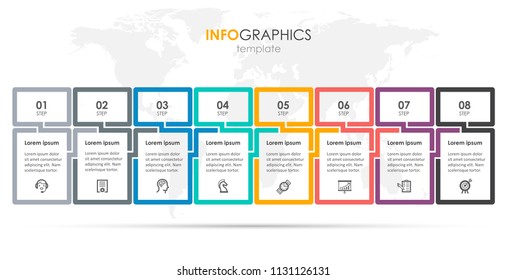 Vector Infographic label design with icons and 8 options or steps. Infographics for business concept. Can be used for presentations banner, workflow layout, process diagram, flow chart, info graph