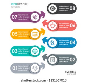 Vector Infographic label design with icons and 8 options or steps. Infographics for business concept. Can be used for presentations banner, workflow layout, process diagram, flow chart, info graph