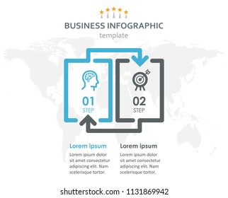 Vector Infographic label design with icons and 2 options or steps. Infographics for business concept. Can be used for presentations banner, workflow layout, process diagram, flow chart, info graph