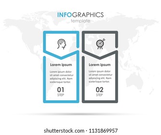 Vector Infographic label design with icons and 2 options or steps. Infographics for business concept. Can be used for presentations banner, workflow layout, process diagram, flow chart, info graph