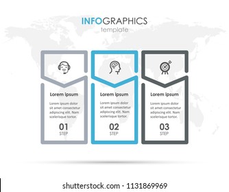 Vector Infographic label design with icons and 3 options or steps. Infographics for business concept. Can be used for presentations banner, workflow layout, process diagram, flow chart, info graph