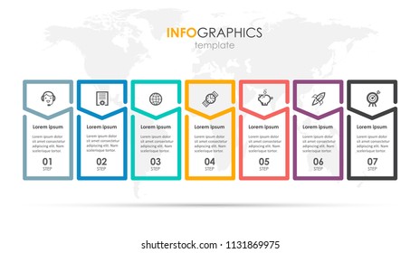Vector Infographic label design with icons and 7 options or steps. Infographics for business concept. Can be used for presentations banner, workflow layout, process diagram, flow chart, info graph