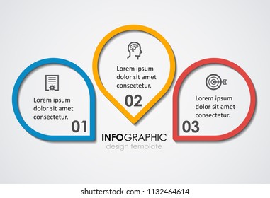Vector Infographic label design with icons and 3 options or steps. Infographics for business concept. Can be used for presentations banner, workflow layout, process diagram, flow chart, info graph