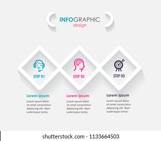 Vector Infographic label design with icons and 3 options or steps. Infographics for business concept. Can be used for presentations banner, workflow layout, process diagram, flow chart, info graph