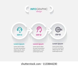 Vector Infographic label design with icons and 3 options or steps. Infographics for business concept. Can be used for presentations banner, workflow layout, process diagram, flow chart, info graph