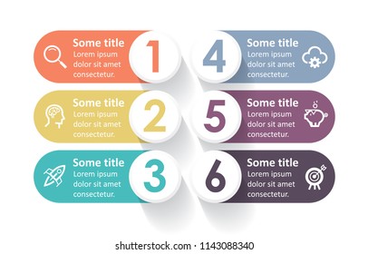 Vector Infographic label design with icons and 6 options or steps. Infographics for business concept. Can be used for presentations banner, workflow layout, process diagram, flow chart, info graph