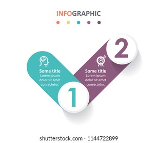 Vector Infographic label design with icons and 2 options or steps. Infographics for business concept. Can be used for presentations banner, workflow layout, process diagram, flow chart, info graph