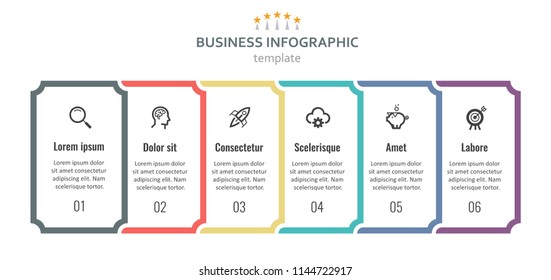 Vector Infographic label design with icons and 6 options or steps. Infographics for business concept. Can be used for presentations banner, workflow layout, process diagram, flow chart, info graph Vector Infographic label design with icons and 6 options or steps. Infographics for business concept. Can be used for presentations banner, workflow layout, process diagram, flow chart, info graph