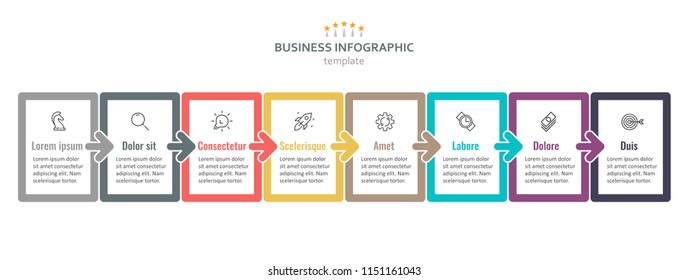 Vector Infographic label design with icons and 8 options or steps. Infographics for business concept. Can be used for presentations banner, workflow layout, process diagram, flow chart, info graph