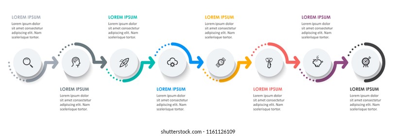 Vector Infographic label design with icons and 8 options or steps. Infographics for business concept. Can be used for presentations banner, workflow layout, process diagram, flow chart, info graph