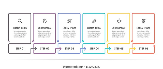 Vector Infographic label design with icons and 6 options or steps. Infographics for business concept. Can be aused for presentations banner, workflow layout, process diagram, flow chart, info graph