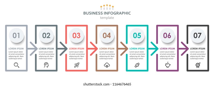 Vector Infographic label design with icons and 7 options or steps. Infographics for business concept. Can be used for presentations banner, workflow layout, process diagram, flow chart, info graph