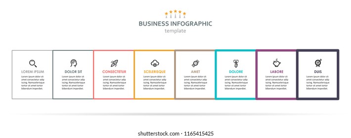 Vector Infographic label design with icons and 8 options or steps. Infographics for business concept. Can be used for presentations banner, workflow layout, process diagram, flow chart, info graph