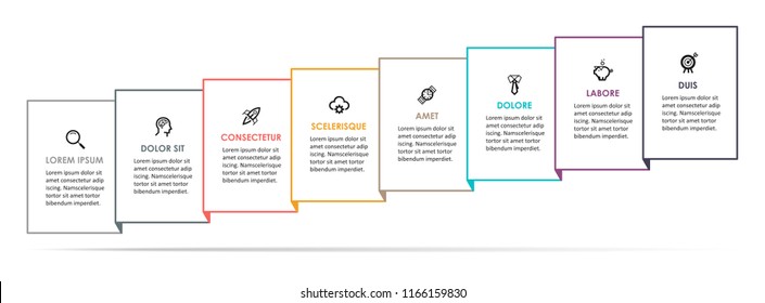 Vector Infographic label design with icons and 8 options or steps. Infographics for business concept. Can be used for presentations banner, workflow layout, process diagram, flow chart, info graph