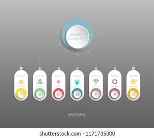 Vector Infographic label design with icons and 7 options or steps. Infographics for business concept that for presentations banner, workflow layout, process diagram, flow chart, info graph