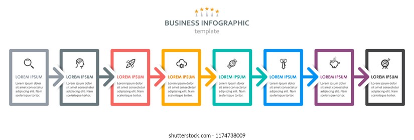 Vector Infographic label design with icons and 8 options or steps. Infographics for business concept. Can be used for presentations banner, workflow layout, process diagram, flow chart, info graph