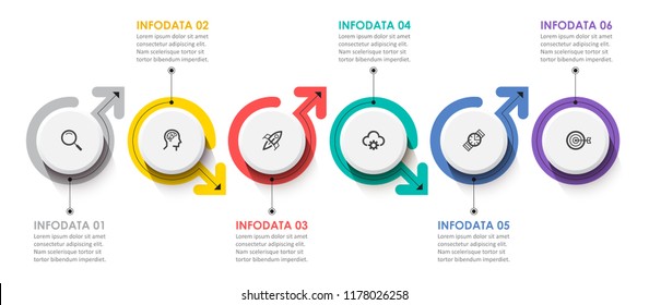 Vector Infographic label design with icons and 6 options or steps. Infographics for business concept. Can be used for presentations banner, workflow layout, process diagram, flow chart, info graph