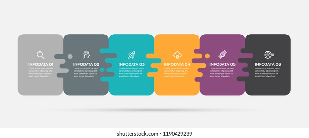 Vector Infographic label design with icons and 6 options or steps. Infographics for business concept. Can be used for presentations banner, workflow layout, process diagram, flow chart, info graph