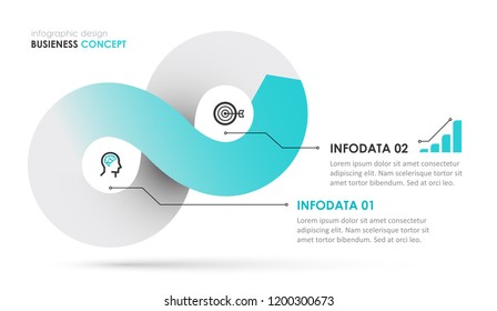 Vector Infographic label design with icons and 2 options or steps. Infographics for business concept. Can be used for presentations banner, workflow layout, process diagram, flow chart, info graph