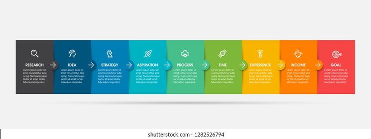 Vector Infographic label design with icons and 9 options or steps. Infographics for business concept. Can be used for presentations banner, workflow layout, process diagram, flow chart, info graph