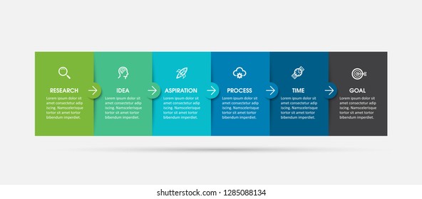 Vector Infographic label design with icons and 6 options or steps. Infographics for business concept. Can be used for presentations banner, workflow layout, process diagram, flow chart, info graph