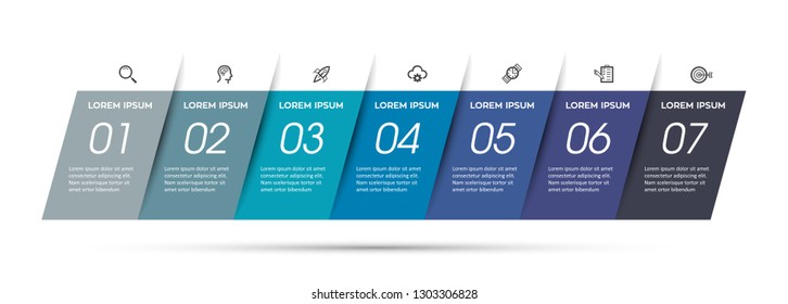 Vector Infographic label design with icons and 7 options or steps. Infographics for business concept. Can be used for presentations banner, workflow layout, process diagram, flow chart, info graph