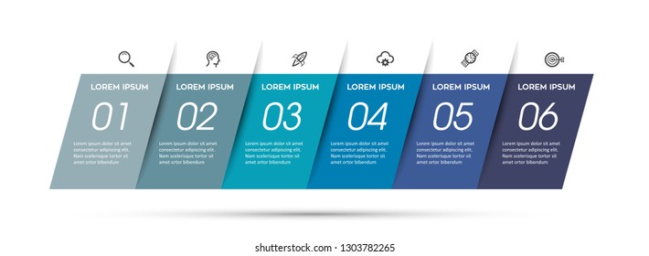 Vector Infographic label design with icons and 6 options or steps. Infographics for business concept. Can be used for presentations banner, workflow layout, process diagram, flow chart, info graph