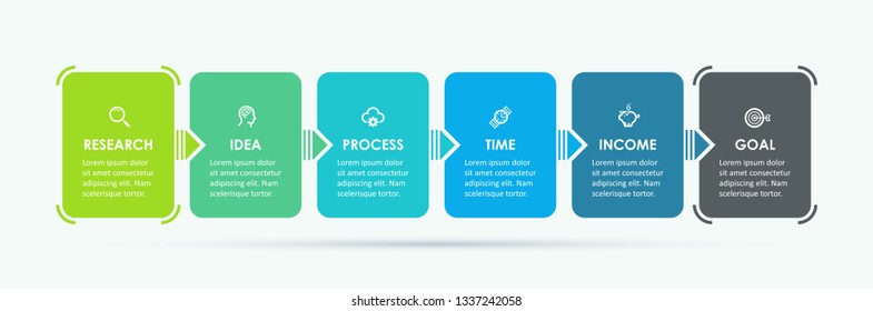Vector Infographic label design with icons and 6 options or steps. Infographics for business concept. Can be used for presentations banner, workflow layout, process diagram, flow chart, info graph
