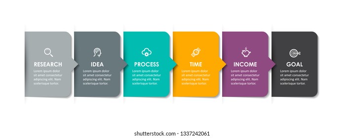 Vector Infographic label design with icons and 6 options or steps. Infographics for business concept. Can be used for presentations banner, workflow layout, process diagram, flow chart, info graph