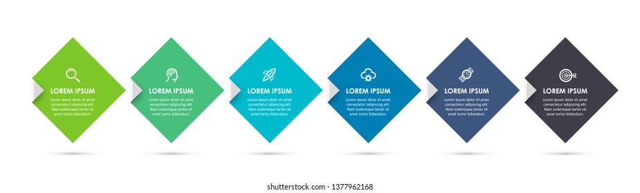 Vector Infographic label design with icons and 6 options or steps. Infographics for business concept. Can be used for presentations banner, workflow layout, process diagram, flow chart, info graph