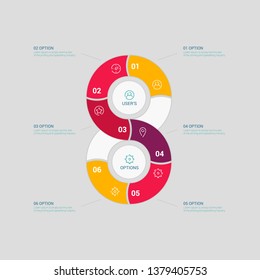 Vector Infographic label design with icons and 6 options or steps. Infographics for business concept. Can be used for presentations banner, workflow layout, process diagram, flow chart, EPS10